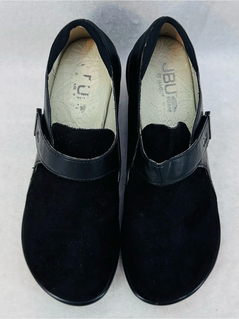 EUC JBU Jambu Sedona Wedge Booties Black Vegan Leather and Suede size 6.5